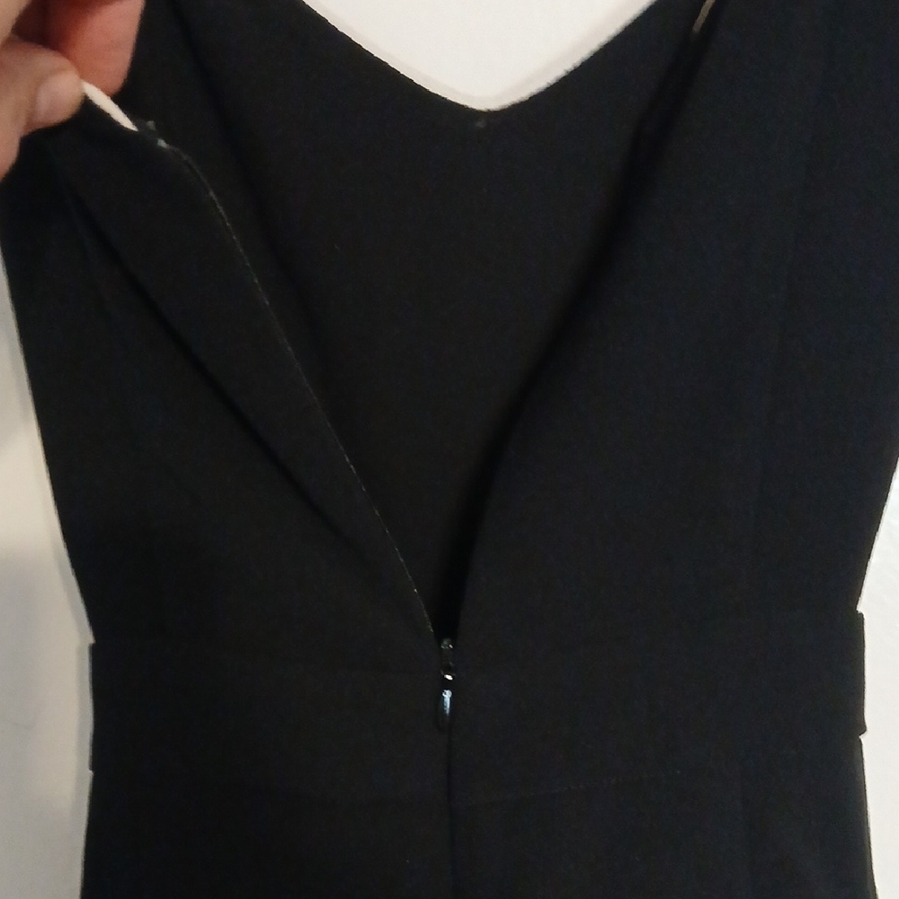 Anthropologie Black Jumpsuit with White Piping and Waist Tie - Picture 5 of 7